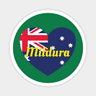 Mildura VIC Australia Australian Flag Heart Magnet